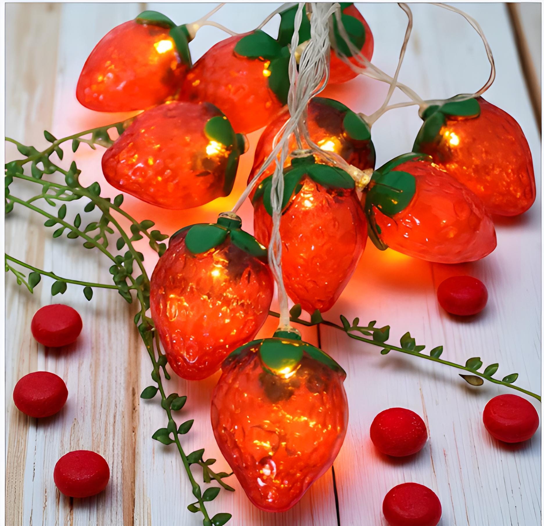 LEDストロベリーライトガーランド - 寝室の装飾、リビングルーム