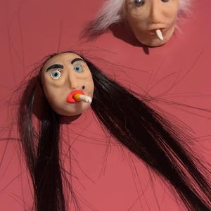 Made to order ugly doll heads for your lovers or enemies. Polymer clay heads, keychains.