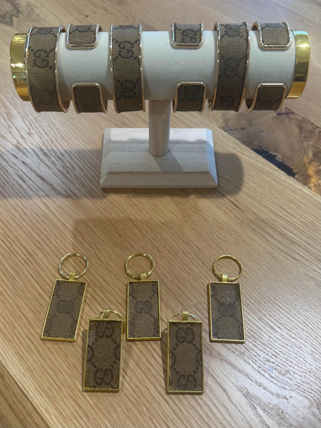 Ggst Keychains Upcycled Gucci GG Monogram Gold Keychain - Etsy