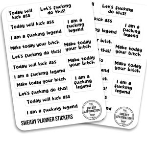 Sweary Stickers Set, Funny Planner Sticker Sheet , gag gift, journal, college student