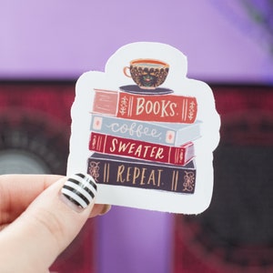 Dark Academia Sticker - Books Coffee Sweater Repeat