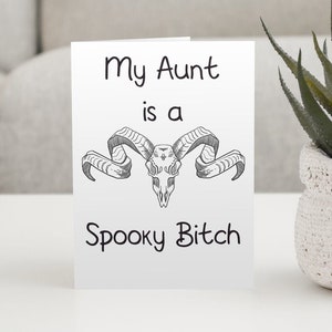 Funny Aunt Card, Card with Envelope, Spooky Bitch Card for Auntie
