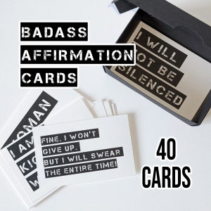 Swear Affirmations Deck | Badass Encouragement Cards | 40 Motivational Cards