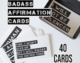 Swear Affirmations Deck | Badass Encouragement Cards | 40 Motivational Cards