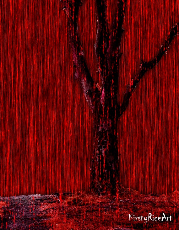 Raining Blood Art Print creepy art gothic art scary pictures Etsy