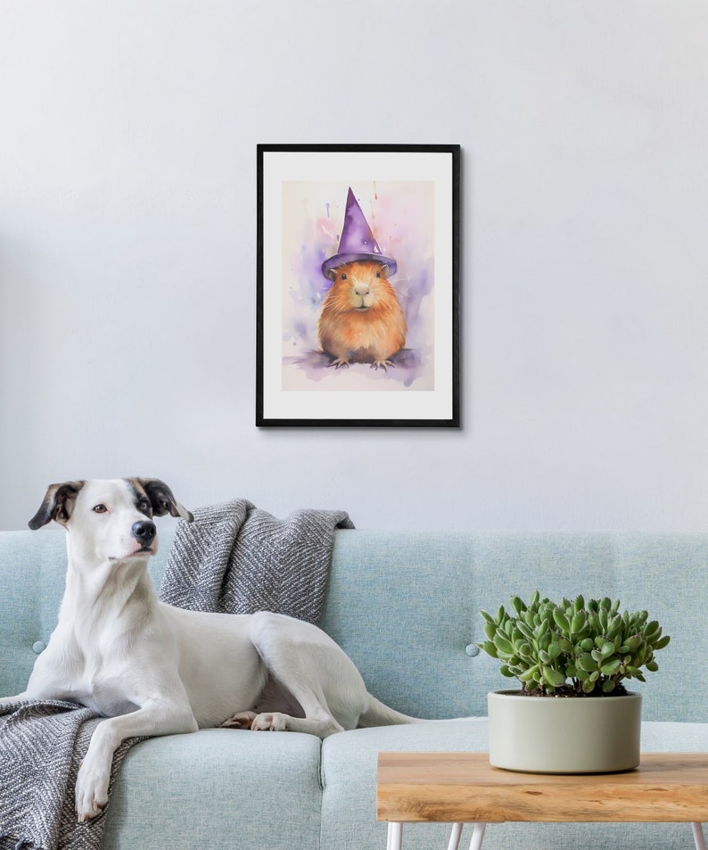 Witch Capybara Art Print Decor, Guinea Pig Print present, Animal Art, Humorous, humour Decoration image 6