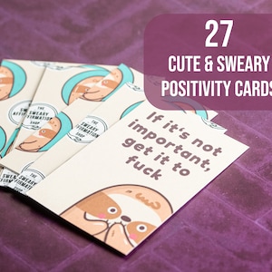 Swear Affirmations cards, set of 27 Affirmation cards, recovery cards, motivational gift, Vulgar affirmations, mental health gift