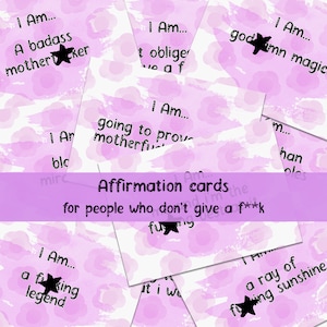 Swear Affirmations Deck | Funny Encouragement Cards | Pink Watercolour Set