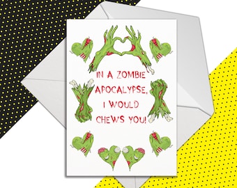 Funny Zombie Valentines Cards, Alternative Horror Card for Valentines Day