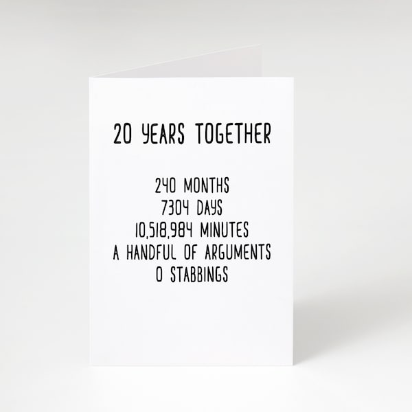 20th Anniversary Card, 20 Years Together