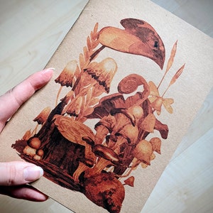 Botanical Mushroom Notebook - Burnt Orange Nature Botanical Stationery