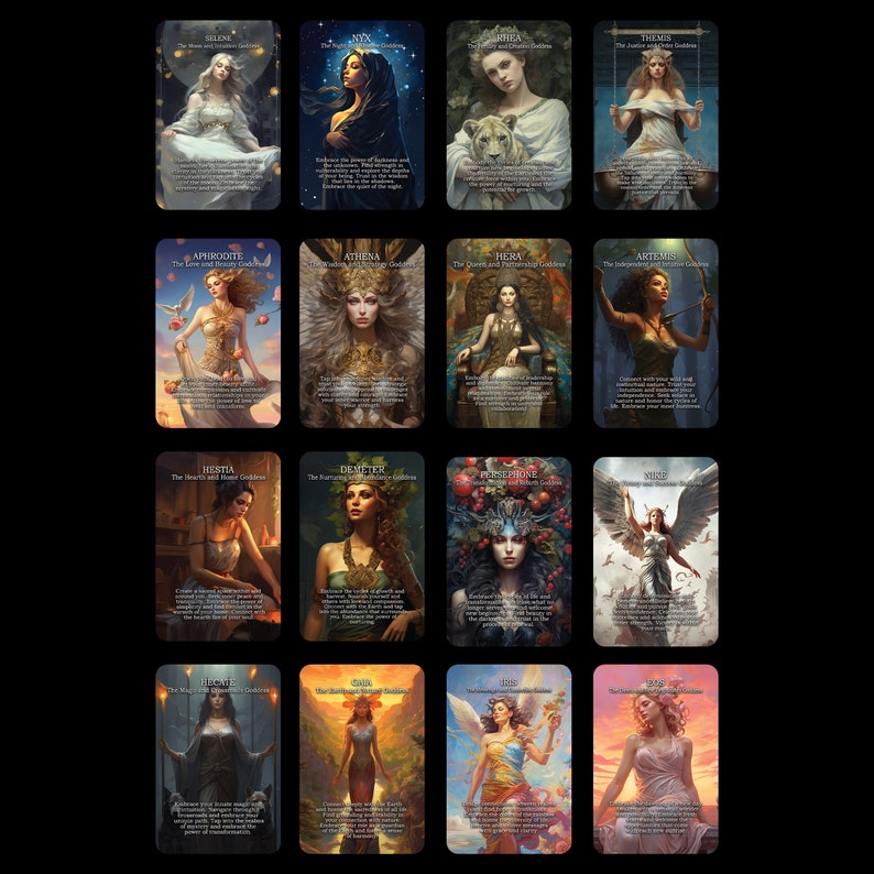Greek Goddess oracle cards oracle deck, 16 card deck, affirmation cards, tarot deck, oracle cards, feminine cards, greek pantheon image 2