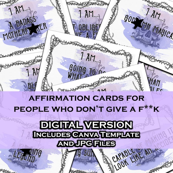 Digital Affirmation Deck Canva Template | Funny Encouragement Cards Download