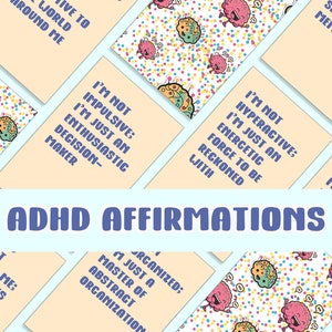 ADHD Affirmation Cards | Funny Support Cards for Adults with ADHD | Motivational Cards for Neurodivergents | Promoting Mental Wellbeing
