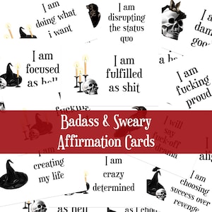 Swear Affirmations Cards, Funny Encouragement Cards, Badass Affirmations, Motivational Cards