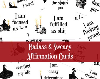 Swear Affirmations Cards, Funny Encouragement Cards, Badass Affirmations, Motivational Cards