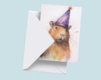 Capybara Birthday Card,  Funny Card, Guinea Pig Funny Happy Birthday Greeting