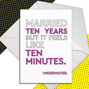 Funny 10th Anniversary Card, Cheeky Underwater 10 Year Anniversary Card for Wife, Card for Couple
