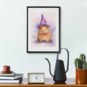 Witch Capybara Art Print Decor, Guinea Pig Print present, Animal Art, Humorous, humour Decoration image 5