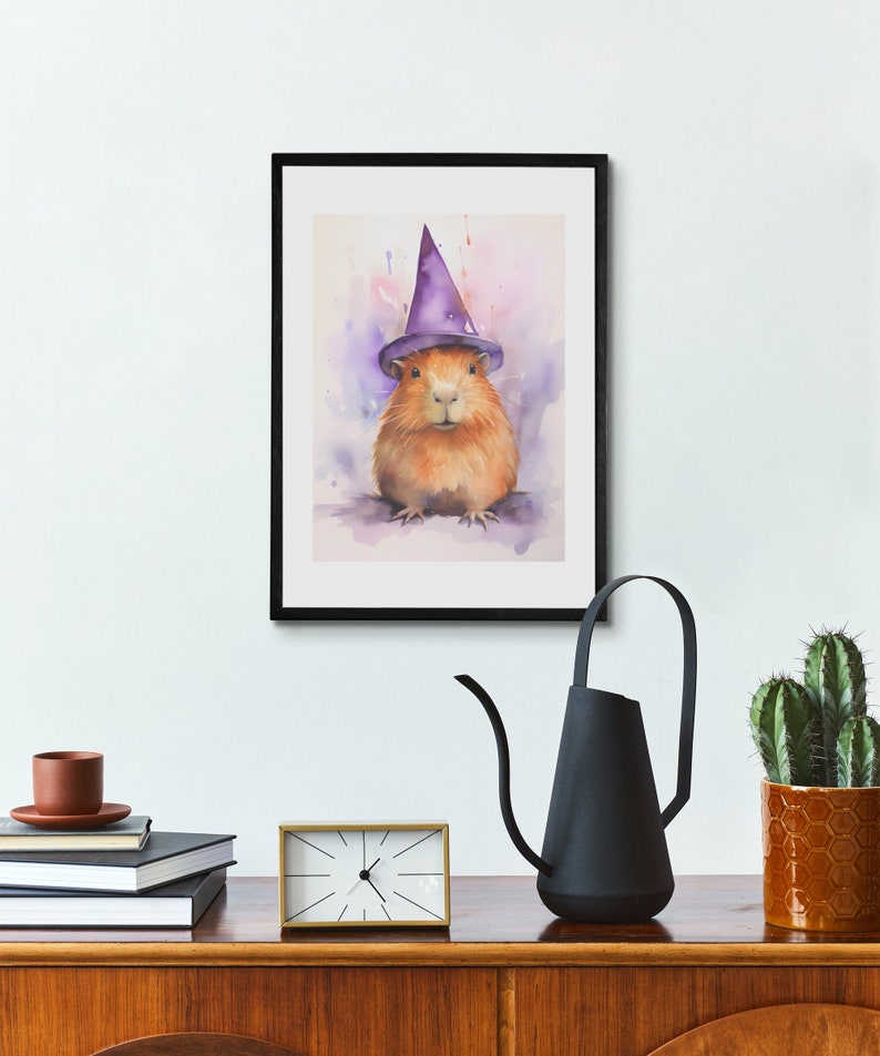 Witch Capybara Art Print Decor, Guinea Pig Print present, Animal Art, Humorous, humour Decoration image 5