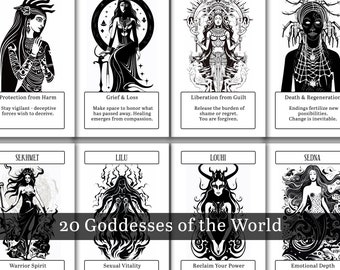 Dark Goddess Oracle Card Deck - 20 card deck, Spiritual cards, Shadow Work Cards, Deities Cards, Tarot, divination, manifestation