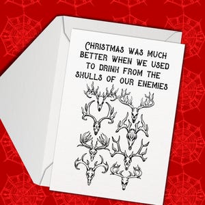 Funny Christmas Card,Skull Christmas Cards,Handmade Christmas Cards, Viking Card, Holiday Card, Funny Greeting Card, Bundle
