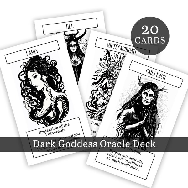 Dark Goddess Oracle Card Deck - oracle deck, 20 card deck, Spiritual feminine cards, Shadow Work Cards, Deities from around the world