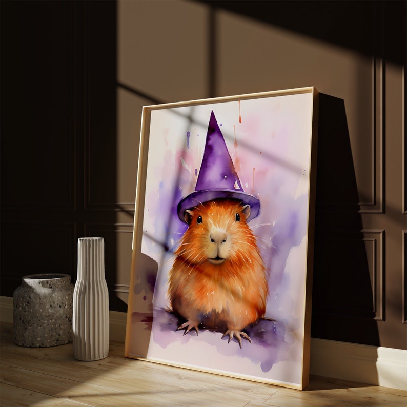 Witch Capybara Art Print Decor, Guinea Pig Print present, Animal Art, Humorous, humour Decoration image 3