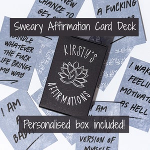 Custom Swear Affirmations Deck | Mindful Daily Affirmation Cards | Funny Affirmations for Gifting | White Elephant Gift | Naughty presents