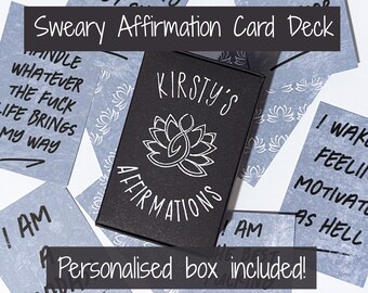 Custom Swear Affirmations Deck | Mindful Daily Affirmation Cards | Funny Affirmations for Gifting | White Elephant Gift | Naughty presents