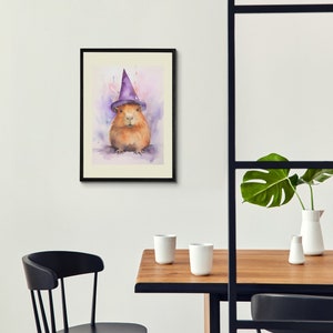 Witch Capybara Art Print Decor, Guinea Pig Print present, Animal Art, Humorous, humour Decoration image 4