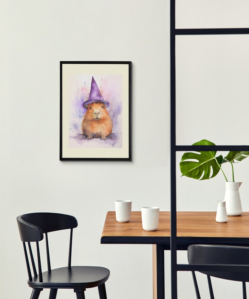 Witch Capybara Art Print Decor, Guinea Pig Print present, Animal Art, Humorous, humour Decoration image 4