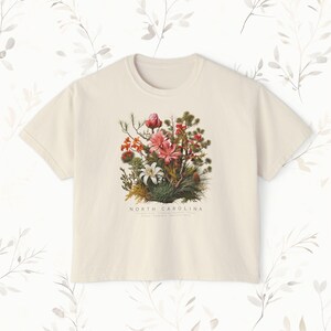 North Carolina Native Plants Women's Boxy Fit T-Shirt, State Botanic Edition, Gift for Plant Lovers