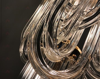 Venezia kristallen kroonluchter | Murano art-decoverlichting | Goud, zilver, messing | Trap, eetkamerverlichting, kristallen foyerkroonluchter