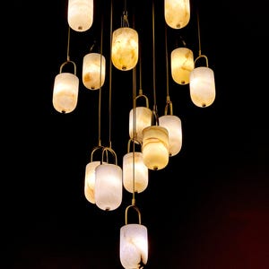Handcrafted Marble Pendant Light - Nature-Inspired Design light, Brass Pendant lamp, Marble Chandelier, Modern Pendant Light,Art deco lamp