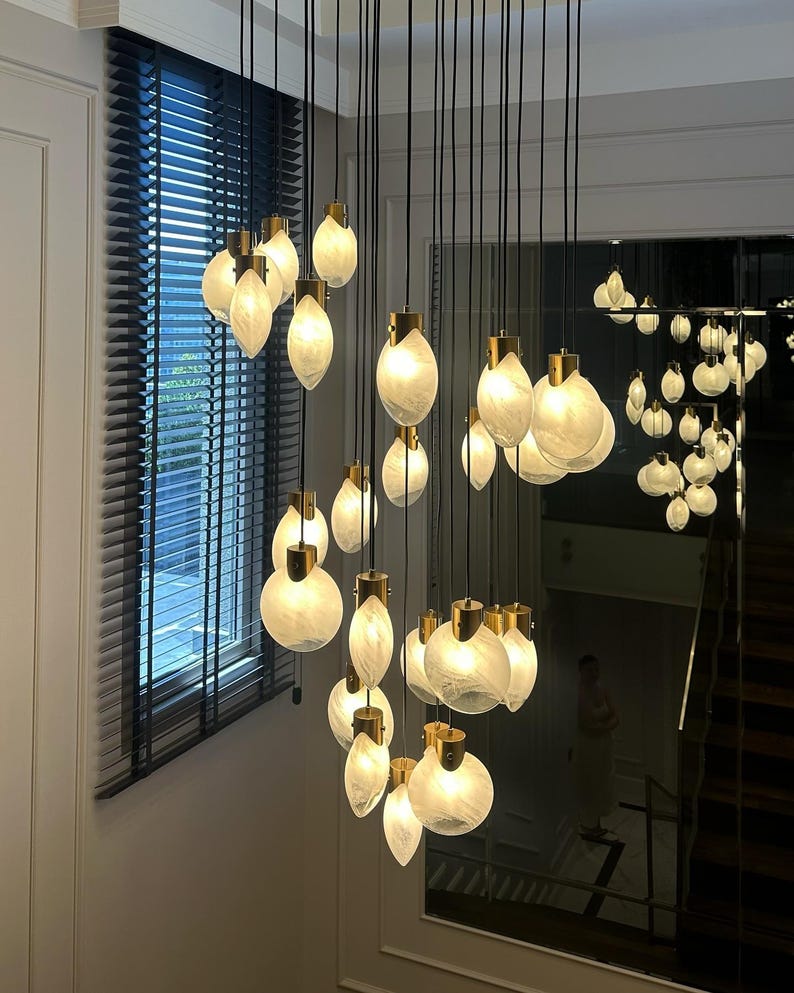 Mussel Modern Blown Glass Pendant Light – Multi Light Cluster Ceiling ...
