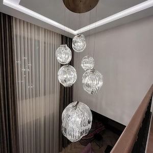 Endless Venezia Crystal Chandelier | Murano Art Deco Lighting | Gold, Silver, Brass | Staircase, Dining Light, Crystal Foyer Chandelier