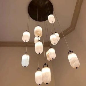 Handcraft Marble Pendant Light - Nature-Inspired Design light, Brass Pendant lamp, Marble Chandelier, Modern Pendant Light,Art deco lamp