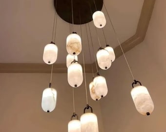 Handcraft Marble Pendant Light - Nature-Inspired Design light, Brass Pendant lamp, Marble Chandelier, Modern Pendant Light,Art deco lamp
