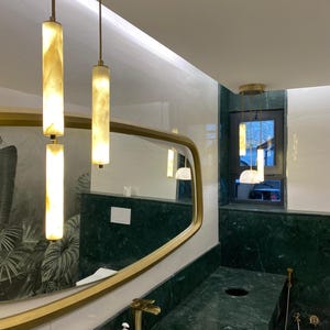 Art deco Long Marble Pendant Light - Nature-Inspired Design light, Brass Pendant lamp, Marble Chandelier,Modern Pendant Light,Art deco lamps
