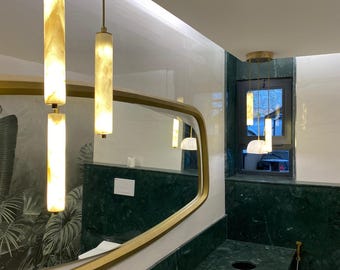 Art deco Long Marble Pendant Light - Nature-Inspired Design light, Brass Pendant lamp, Marble Chandelier,Modern Pendant Light,Art deco lamps