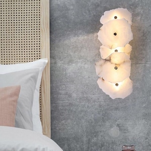 Crushed Handcrafted  Marble Wall Sconce – Custom Brass Frame, Alabaster or Turkish Marble Options