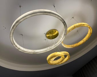 Handcrafted Marble O Pendant Light - Nature-Inspired Design light, Brass Pendant lamp, Marble Chandelier, Modern Pendant Light,Art deco lamp