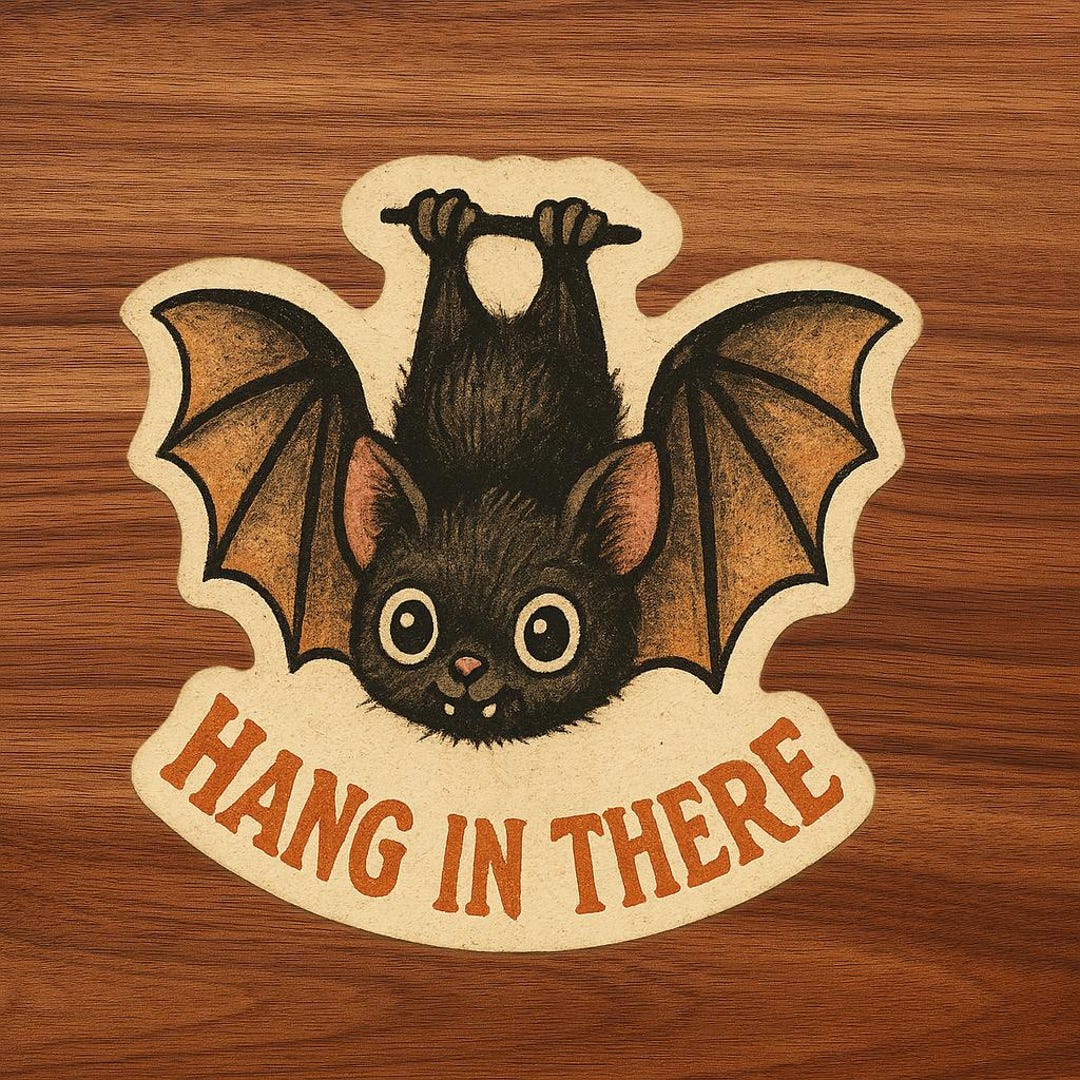 Bat Sticker – “hang in There” - Cute Vinyl Decal for Motivation ...