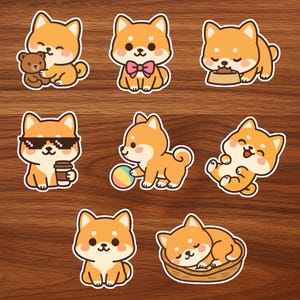 Autocollants Shiba Inu et Chibi – « Moments ludiques avec un chien inclus » pour ordinateurs portables, journaux et idées cadeaux avec amour des animaux