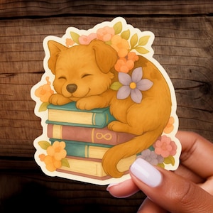 Hunde, Dog Lover, Tier Aufkleber, Blume, Wasserfeste Vinyl Sticker, Leseratte, Kindle Stickers, Bücherwurm, Laptop Sticker & Kindle Sticker