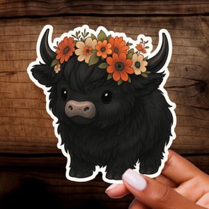 Cute Highland Cow Sticker, Laptop Sticker, Animals lover, waterproof stickers, planner stickers, Cow Stickers, Kindle Sticker, Scottish