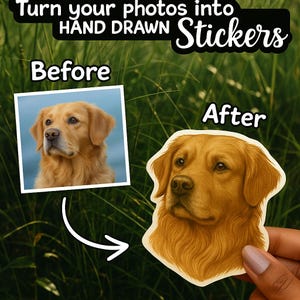 Custom Dog Sticker, Pet Face Stickers, Dog Sticker, Personalized Sticker, Photo Sticker, - Weatherproof Tumbler Sticker, Kindle Sticker