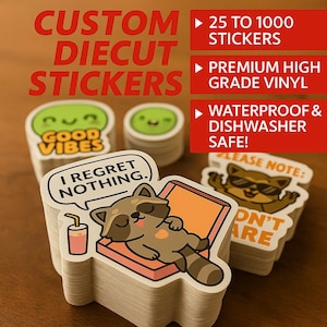 Gepersonaliseerde vinylstickers / gestanste stickers / logostickers - krasbestendig, waterbestendig Gepersonaliseerde labels, Gepersonaliseerde stickers, Logo, Promotie