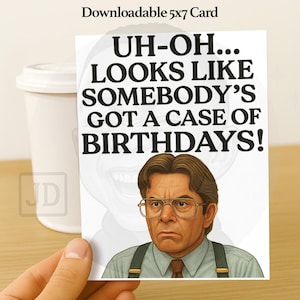 Carte d'anniversaire drôle de bureau | Cas des anniversaires | Imprimable Humour au travail | Salutation grincheuse du patron | Téléchargement numérique